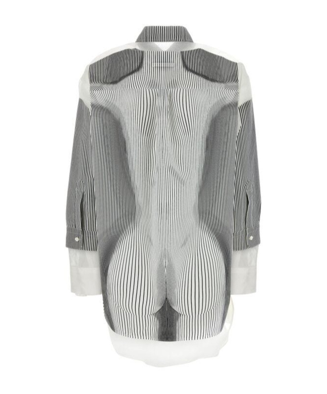 Jean Paul Gaultier Petit Grand Pinstripe Body Morphing Nylon Shirt Black And White In Gray