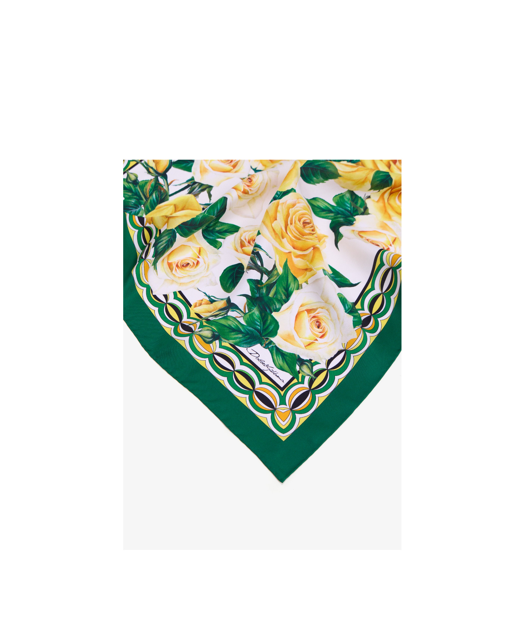 Dolce & Gabbana Rose-print Silk Scarf In Green