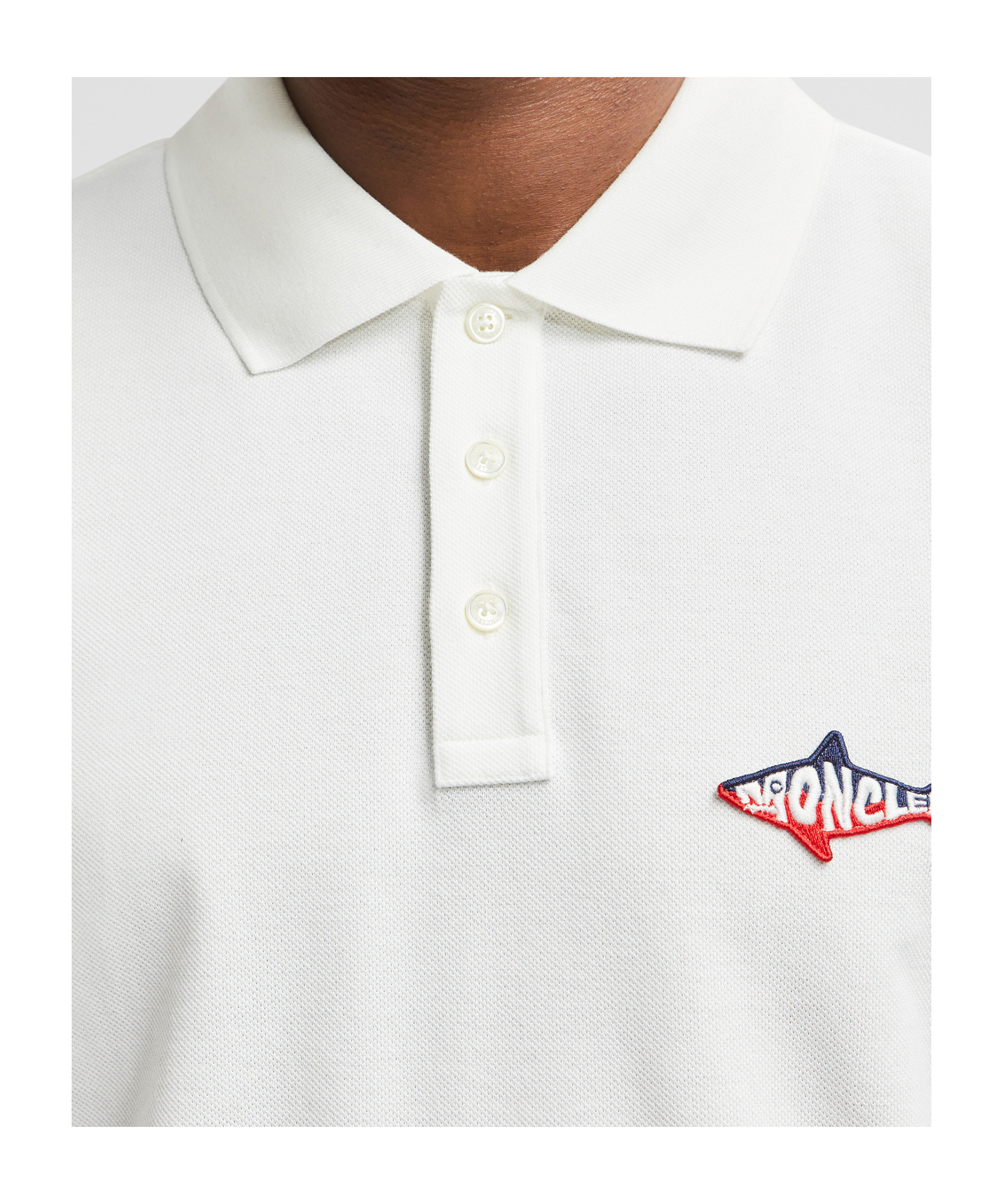 MONCLER SHARK PATCH COTTON PIQUET POLO SHIRT