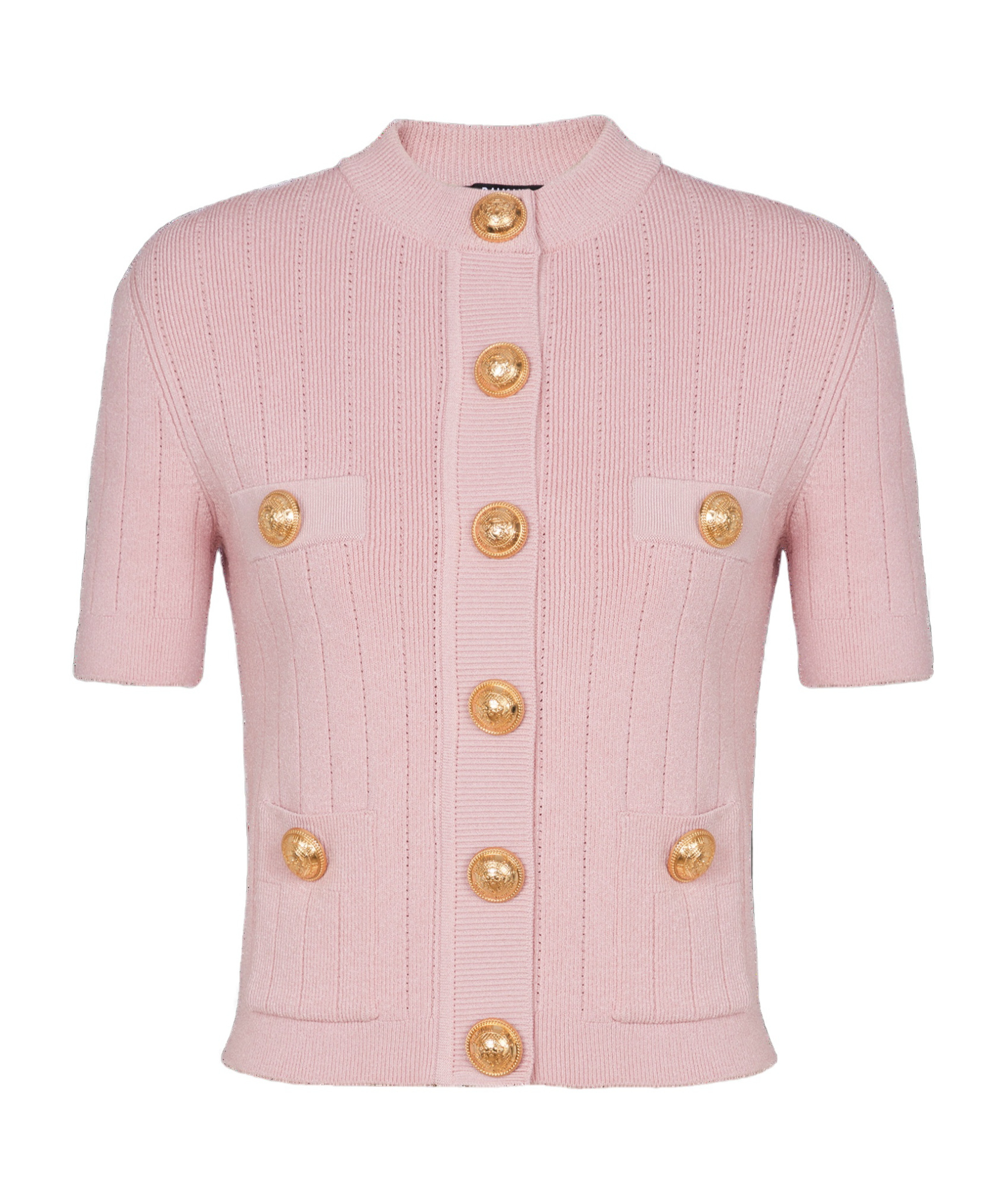 Balmain Ribbed-knit Cardigan In Pink