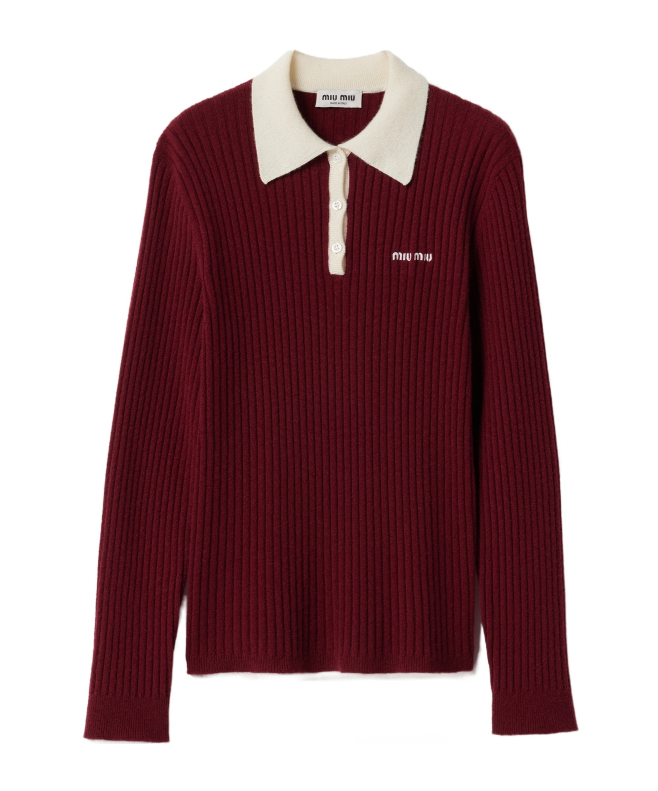 Miu Miu Rib Cashmere Sweater In Brown