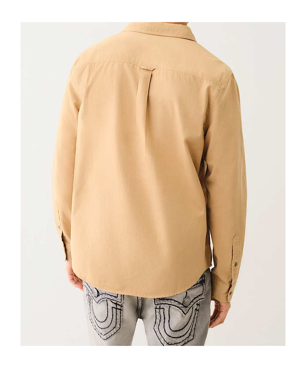 True Religion Long Sleeve Workwear Shirt In Nude