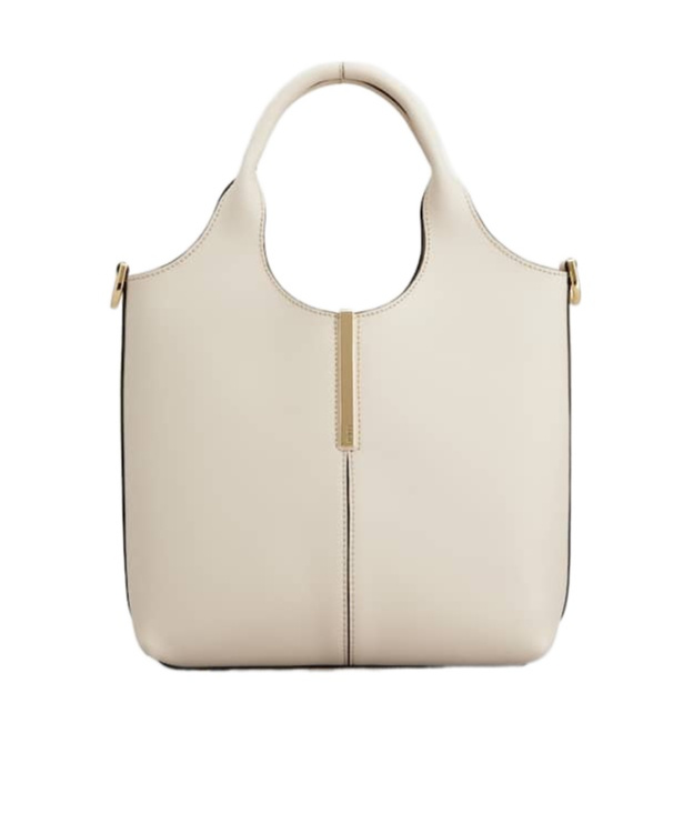 Shop Tod's Logo Engraved Mini Shopping Bag In Nude