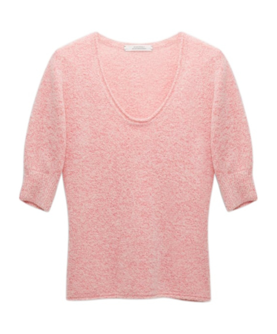 Dorothee Schumacher Cashmere Blend Short Sleeve Knit Top In Pink