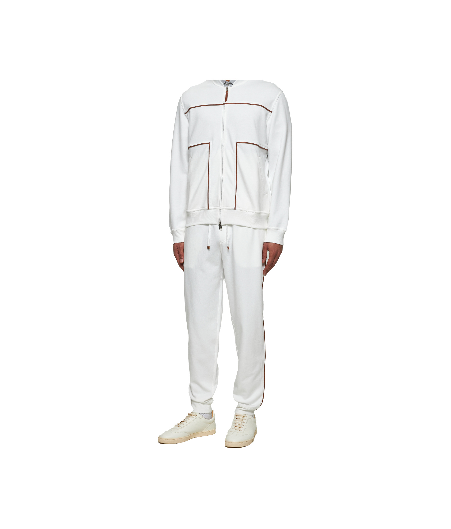 Brunello Cucinelli Piped-trim Sweatpants In White