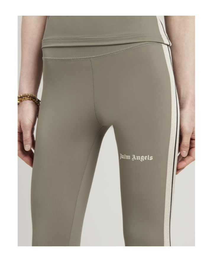Shop Palm Angels Logo-print Stretch Leggings In Gray