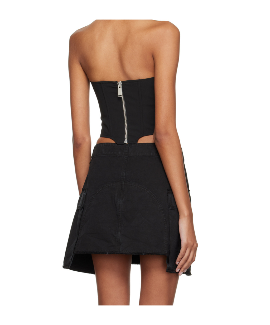 Heron Preston Logo-patch Strapless Corset Top In Black