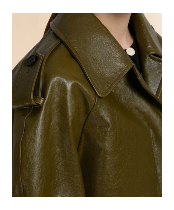 Marni Cropped Leather Jacket In Green