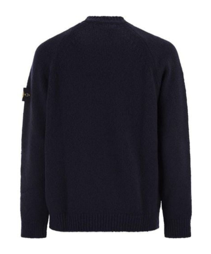 Stone Island Lightweight Wool Crew Neck Sweater With Raglan Sleeves Clothing In Blue