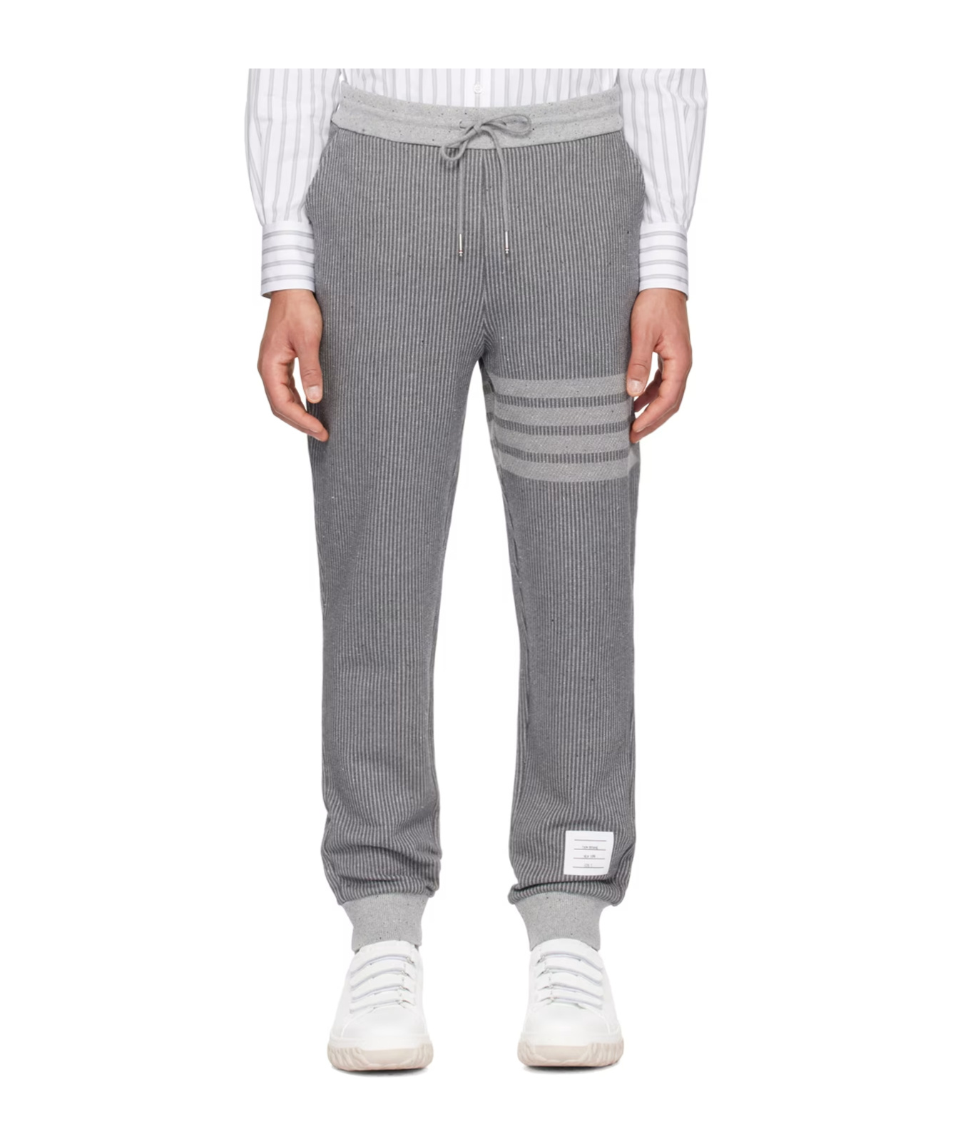 Thom Browne 4-bar Knitted Track Pants In Gray