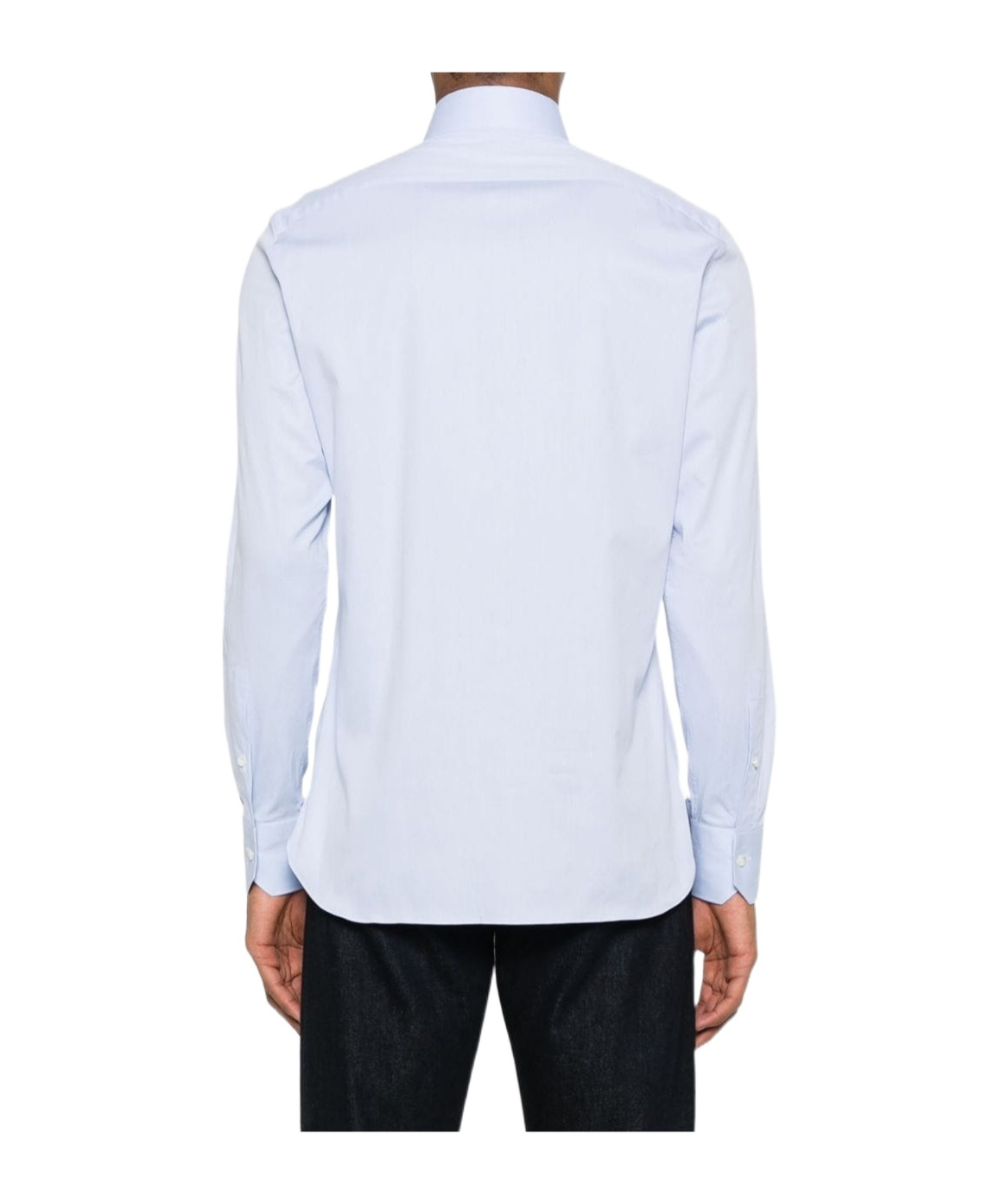 Zegna Spread-collar Long-sleeve Shirt In Blue