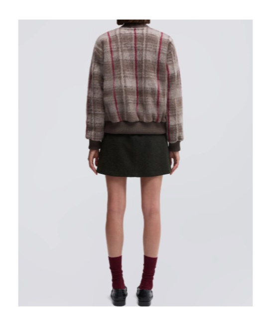 Aspesi V-neck Checked Sweater In Brown