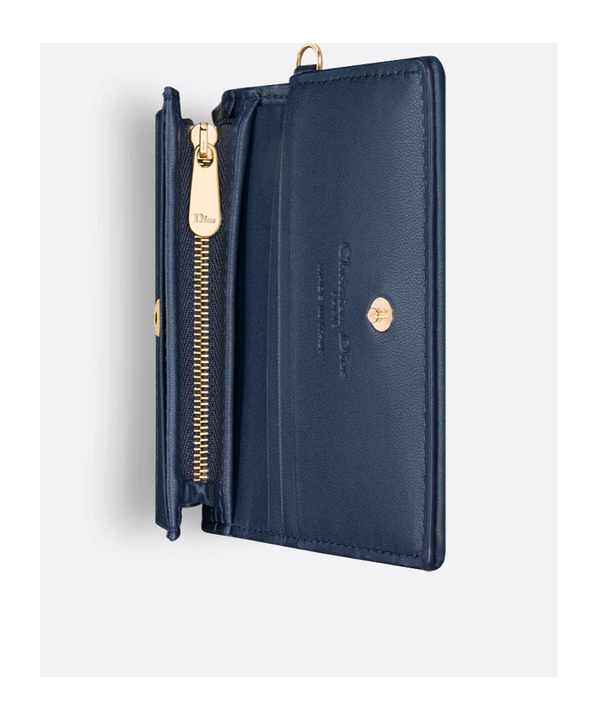 Dior Gardenia Lady Mini Wallet In Blue