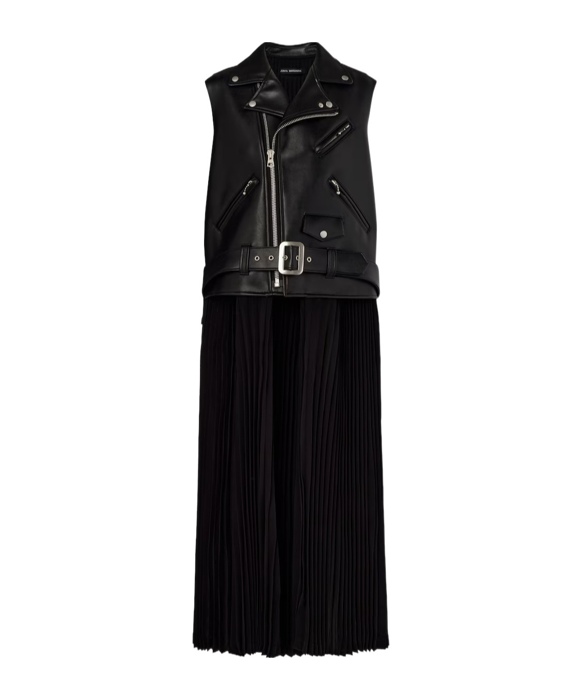 Junya Watanabe Pleated Detail Zip-up Dress In Black