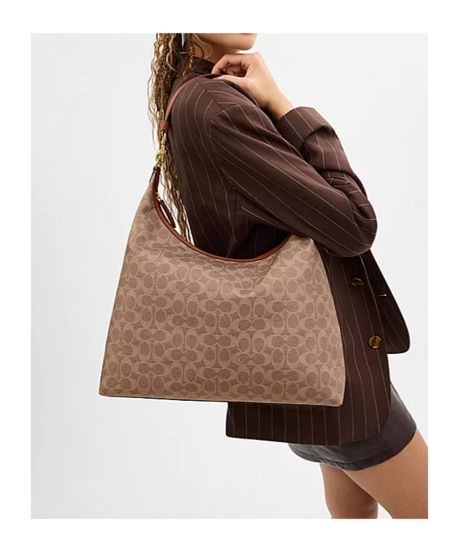 Shop Coach Juliet Shoulder Bag 38 In Signature Canvas In Brown