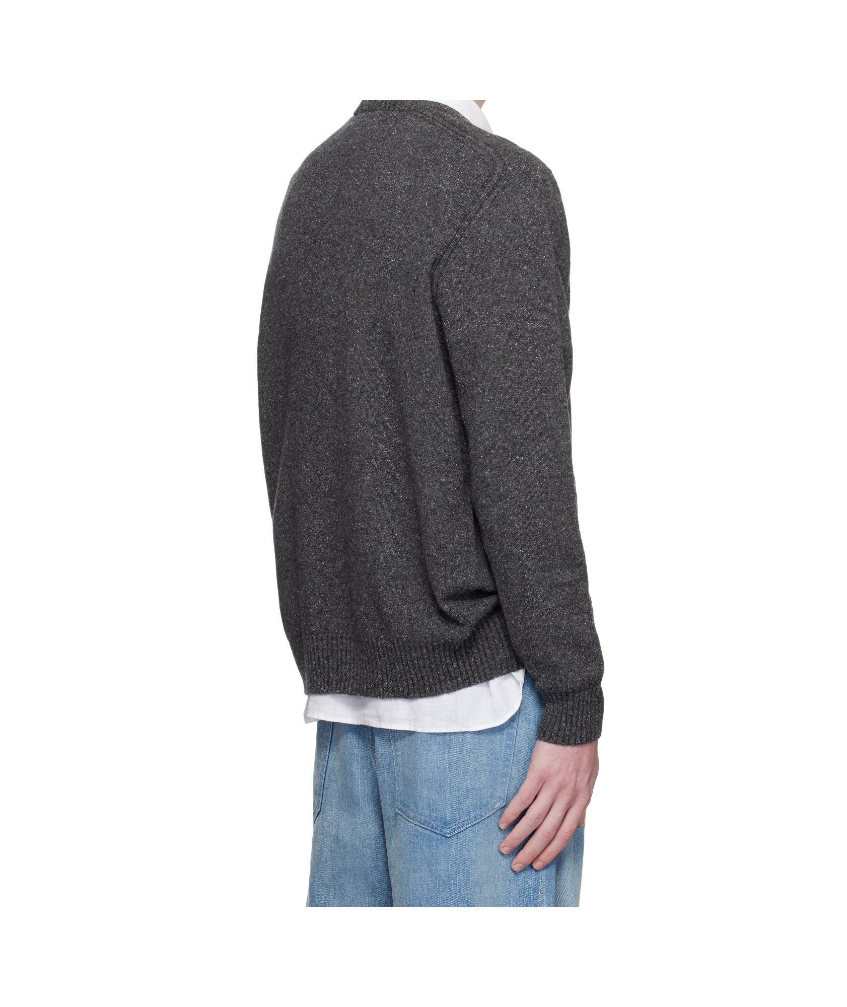 Lacoste Crocodile-embroidered Wool Sweater In Gray