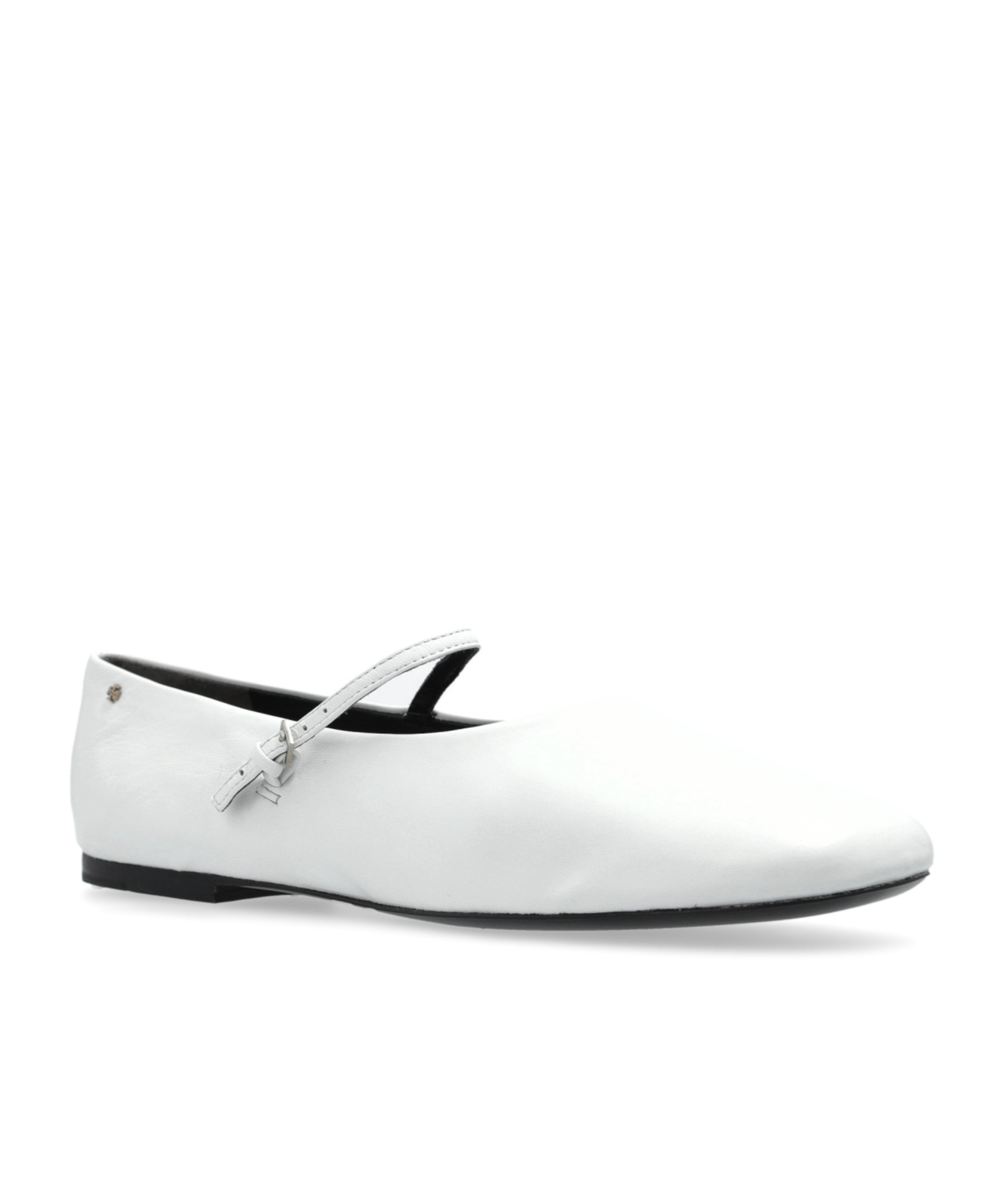 Tory Burch Leather Ballet Flats In White
