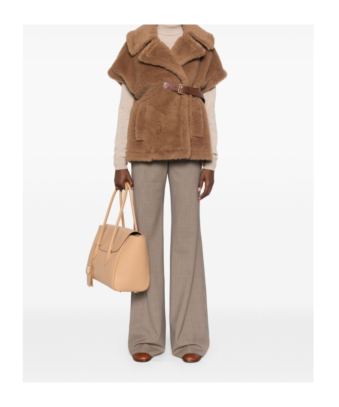 Sportmax Checked Flared Trousers In Gray