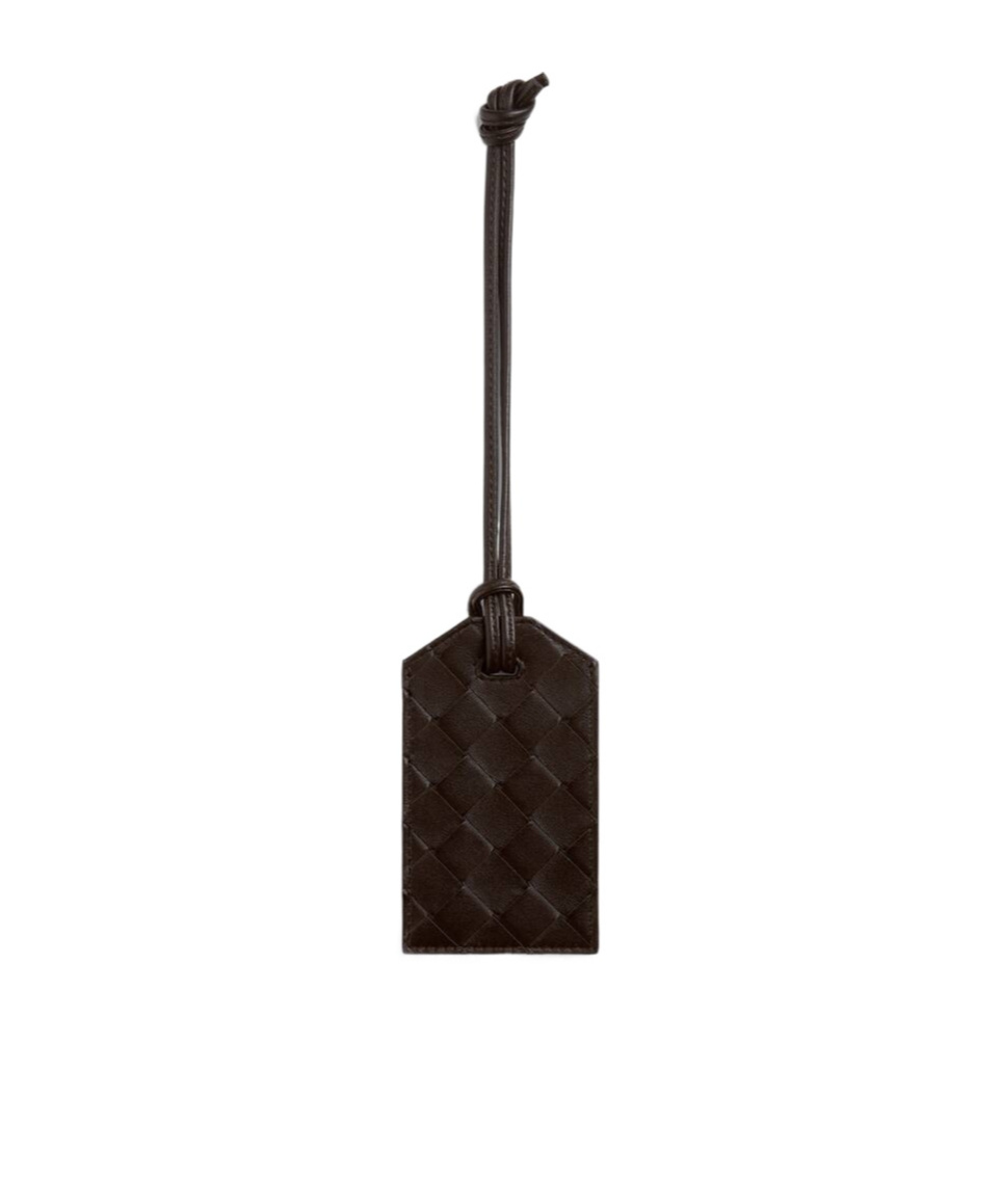 Bottega Veneta Intrecciato Tag Holder On Strap In Fudge