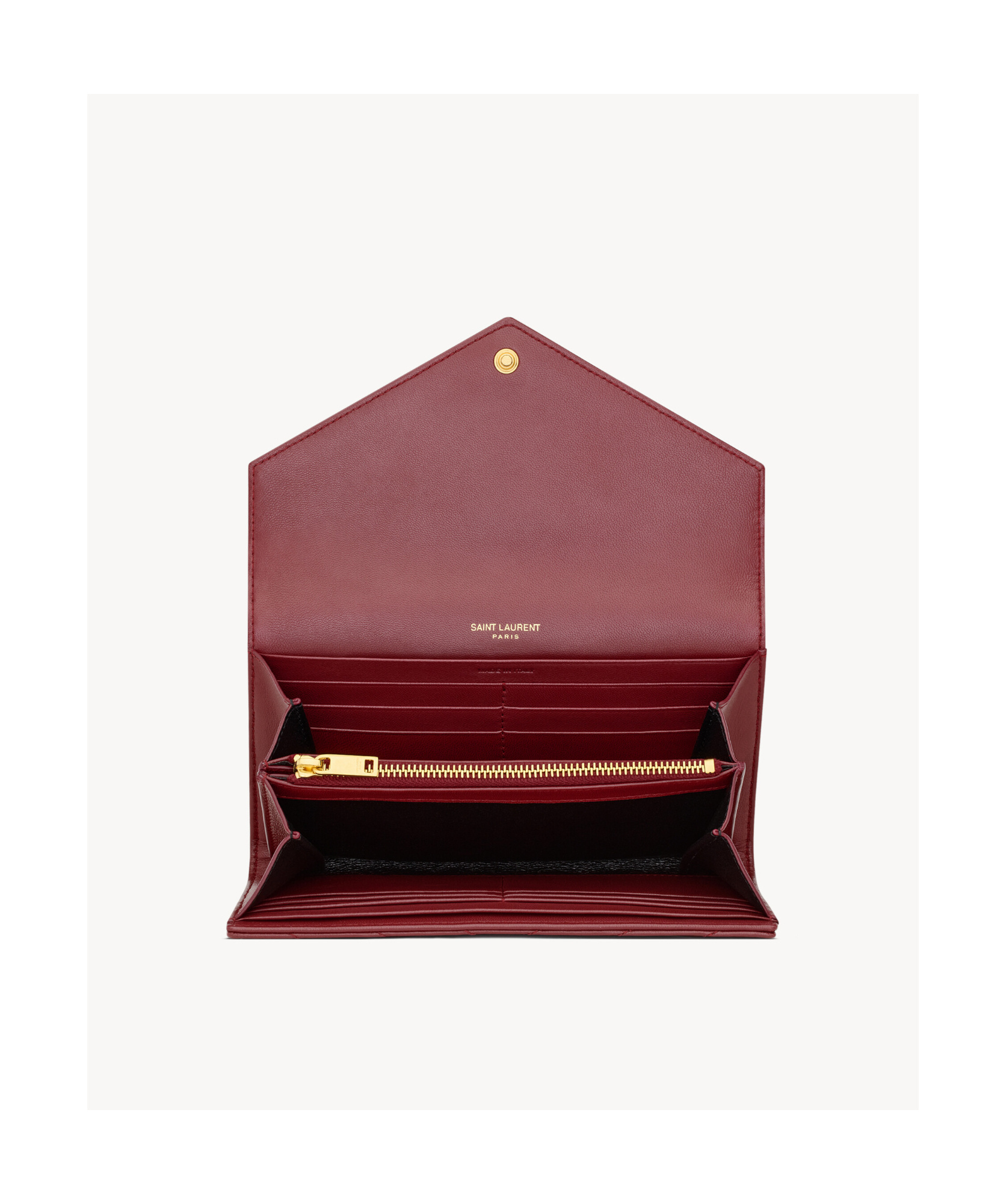 Saint Laurent Ysl Monogram Large Envelope Flap Wallet In Smooth Leather In Red