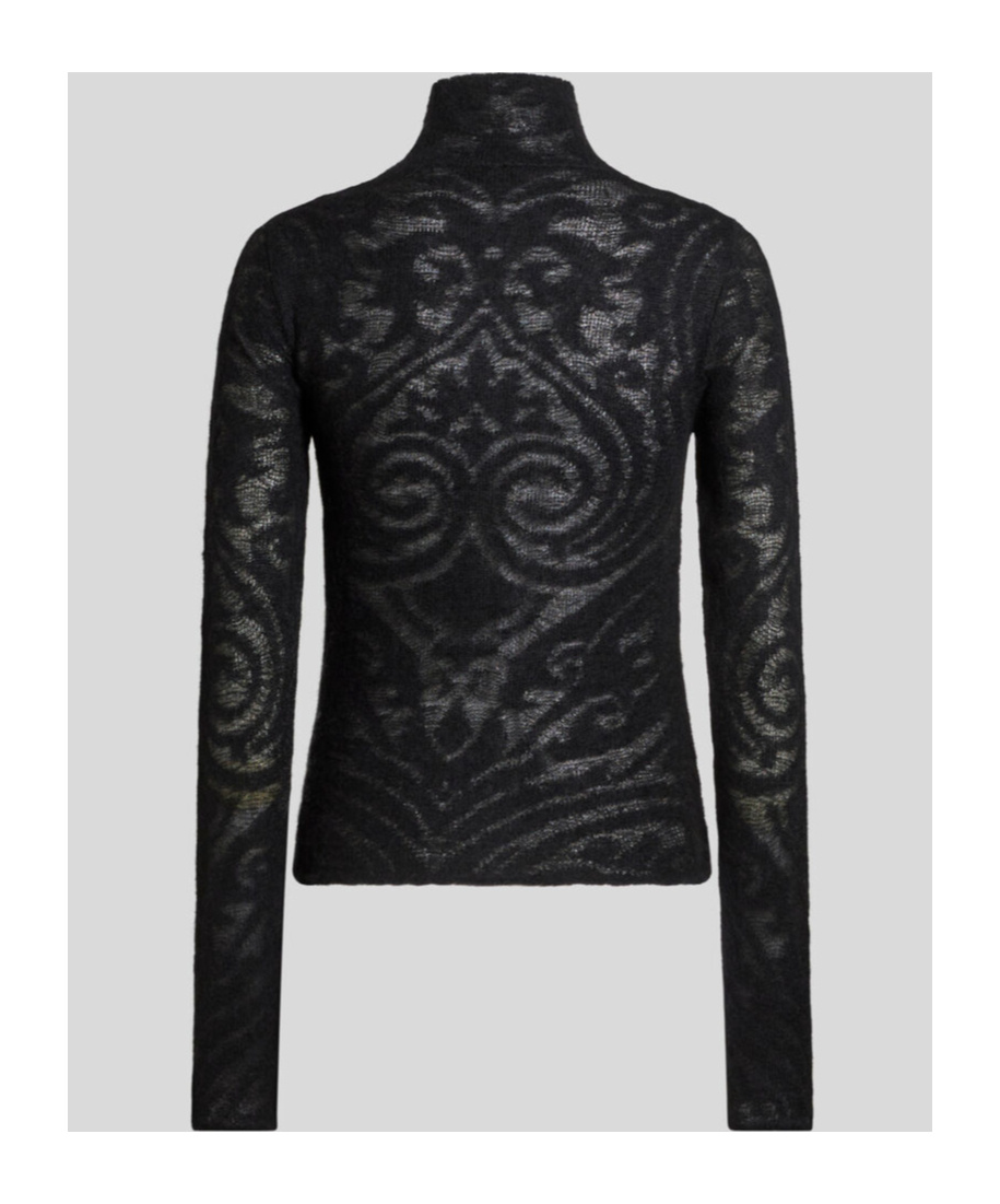 Etro Roll-neck Jacquard Sweater In Black
