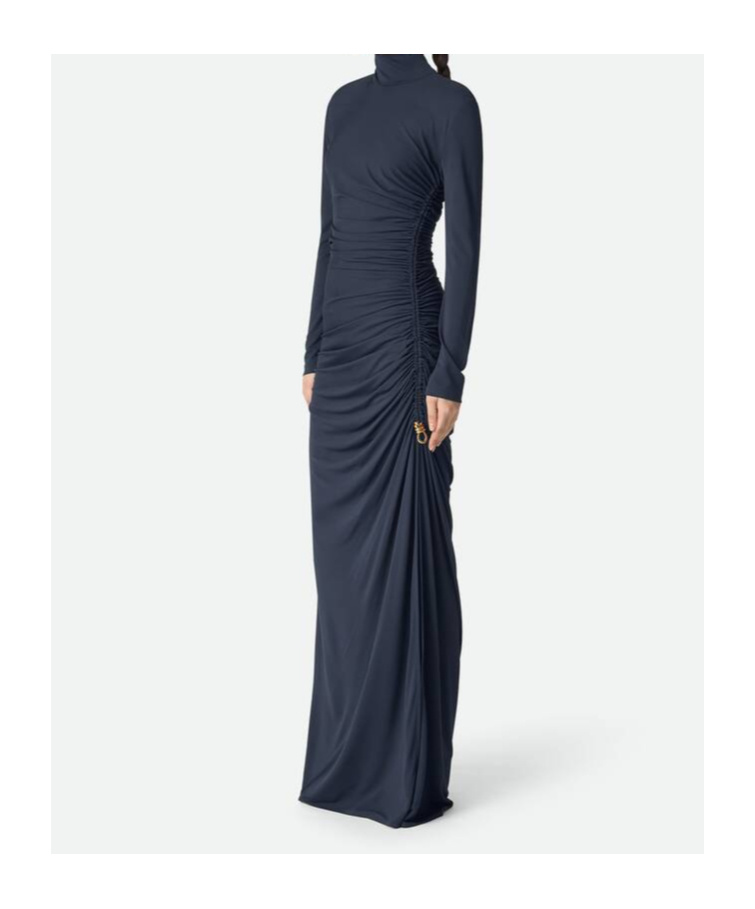 Bottega Veneta Crepe Viscose Jersey Dress In Blue