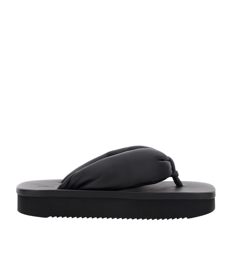 Rick Owens Black Padded Sandals With Platform In Leather Woman In Black