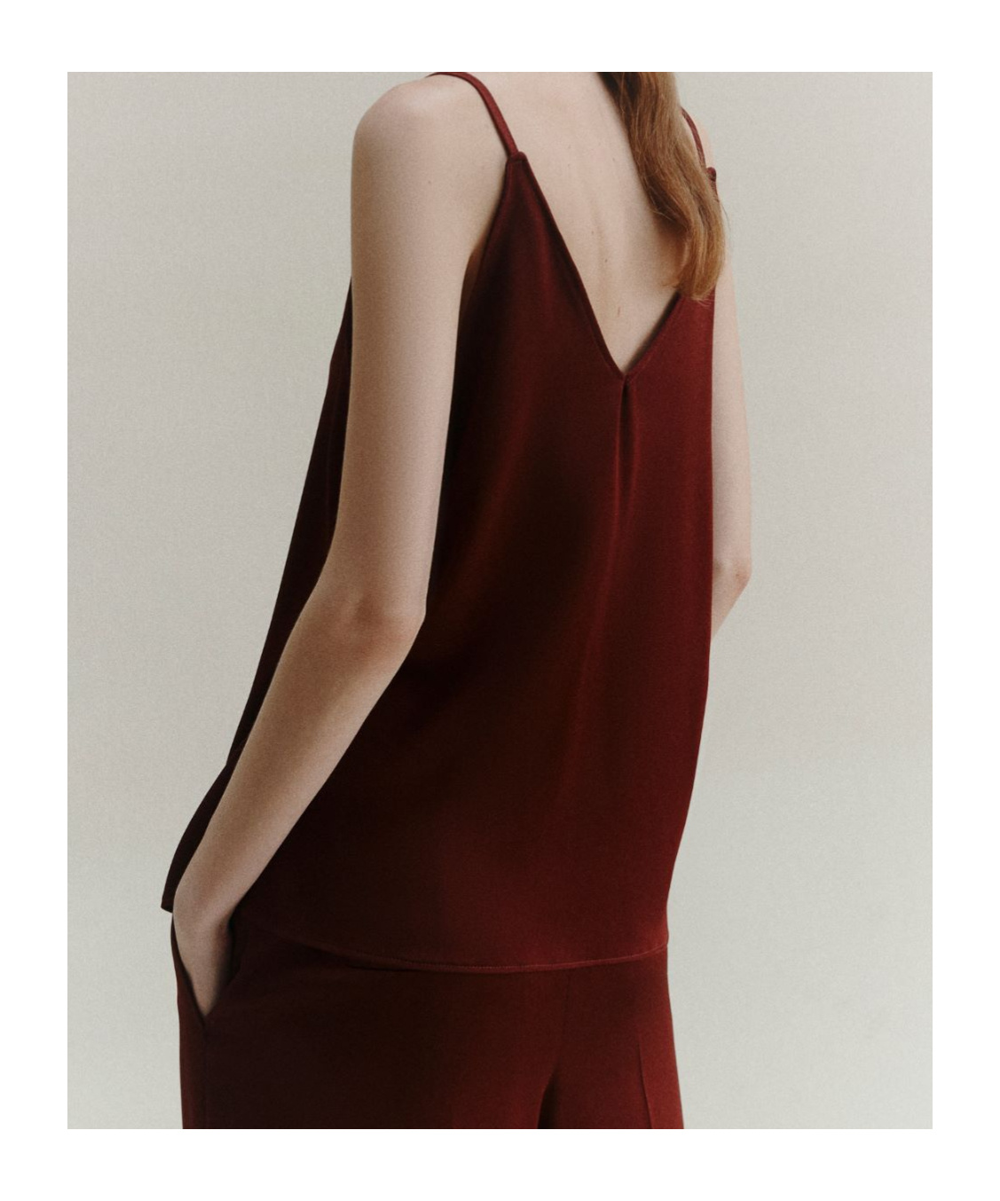 Marella Satin Camisole Top In Burgundy