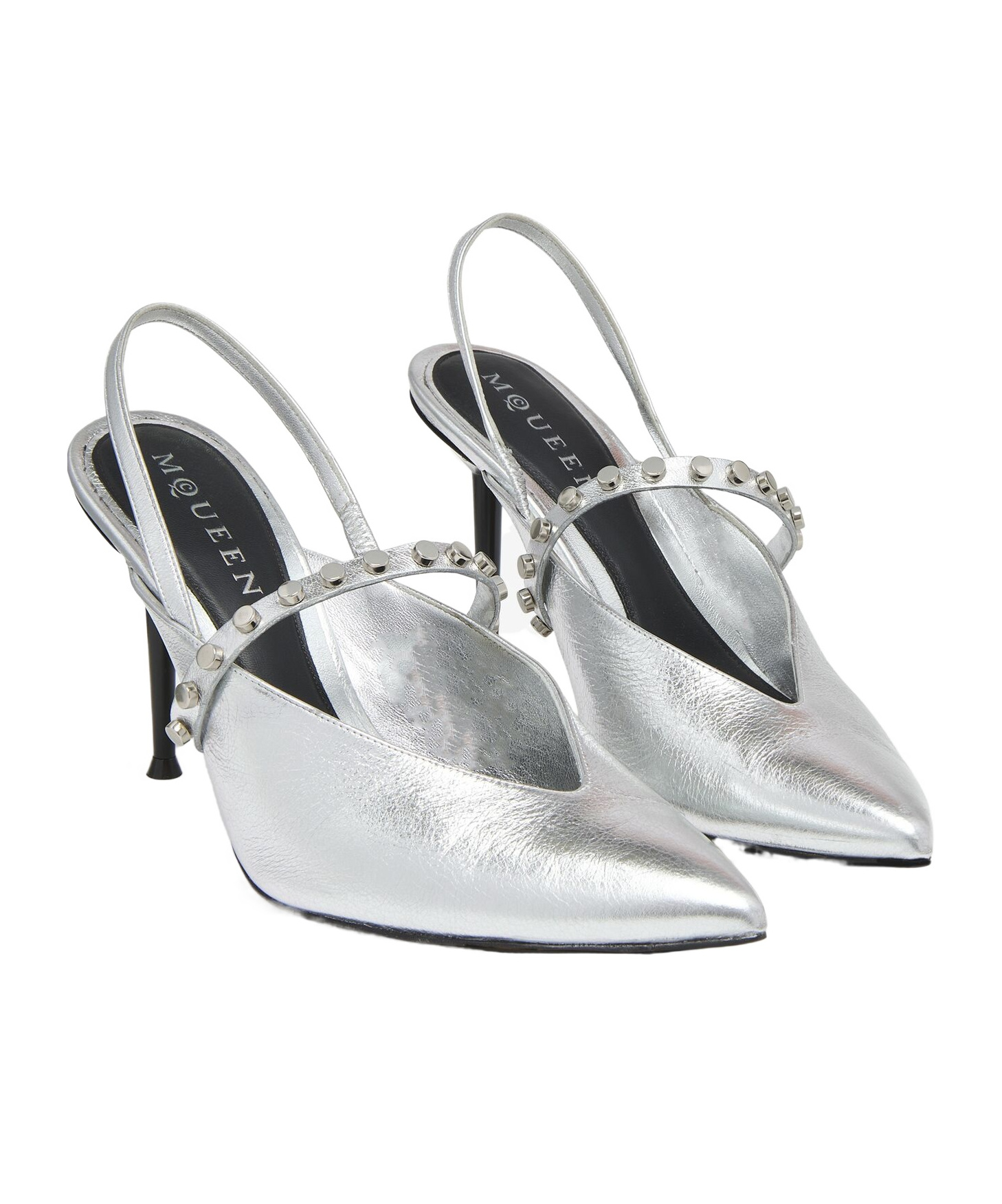 Alexander Mcqueen Metallic Leather Pumps Studded Detail