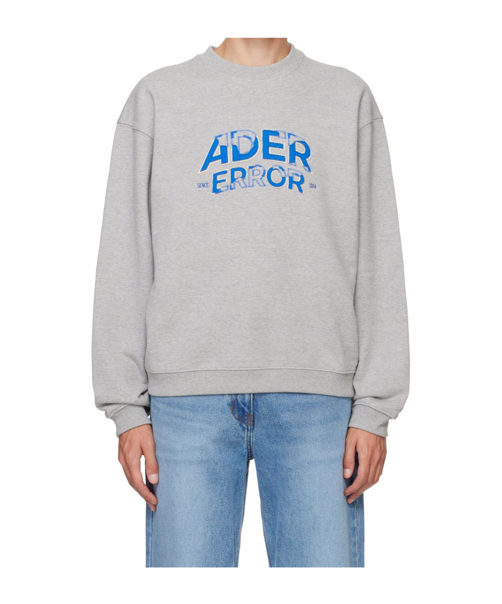 Ader Error Gray Embroidered-logo Sweatshirt In Gray