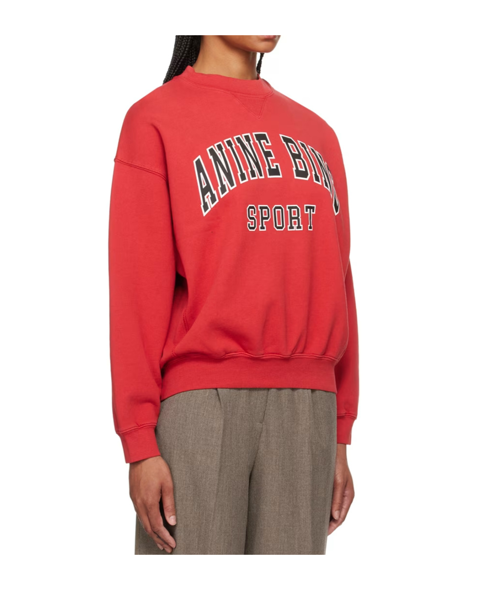 Shop Anine Bing Jaci Organic-cotton Sweatshirt In Red