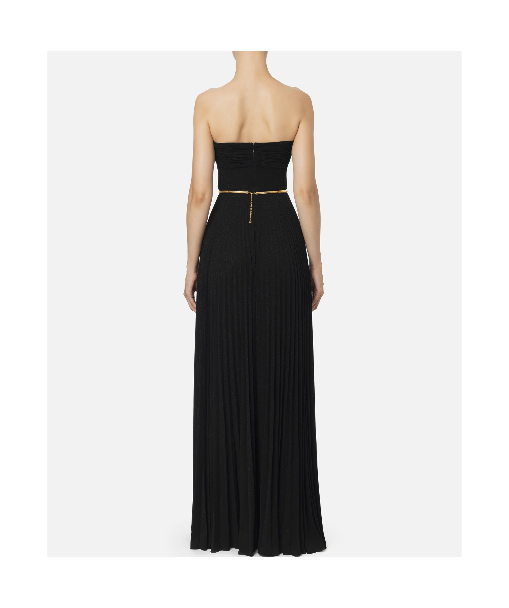 Elisabetta Franchi Belted Lurex Maxi Dress In Black