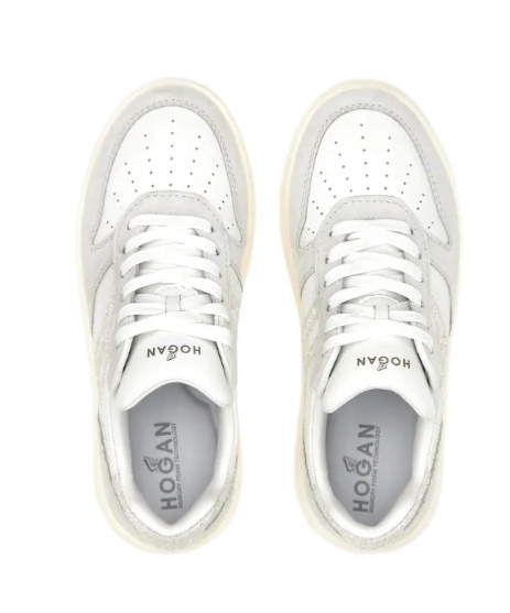 Shop Hogan Leather Sneakers In White