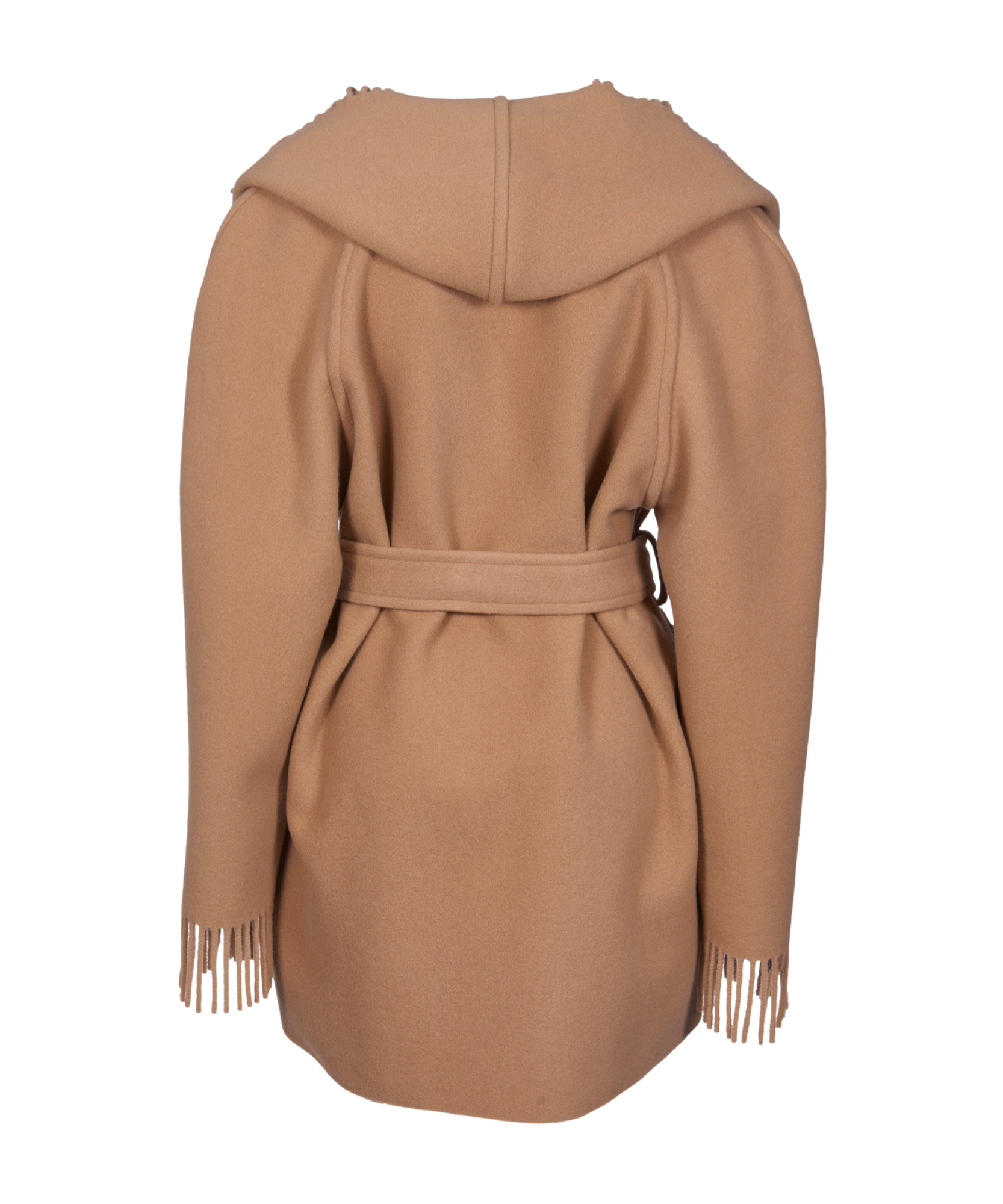 Balenciaga Fringed-edge Hooded Cardi-coat In Brown