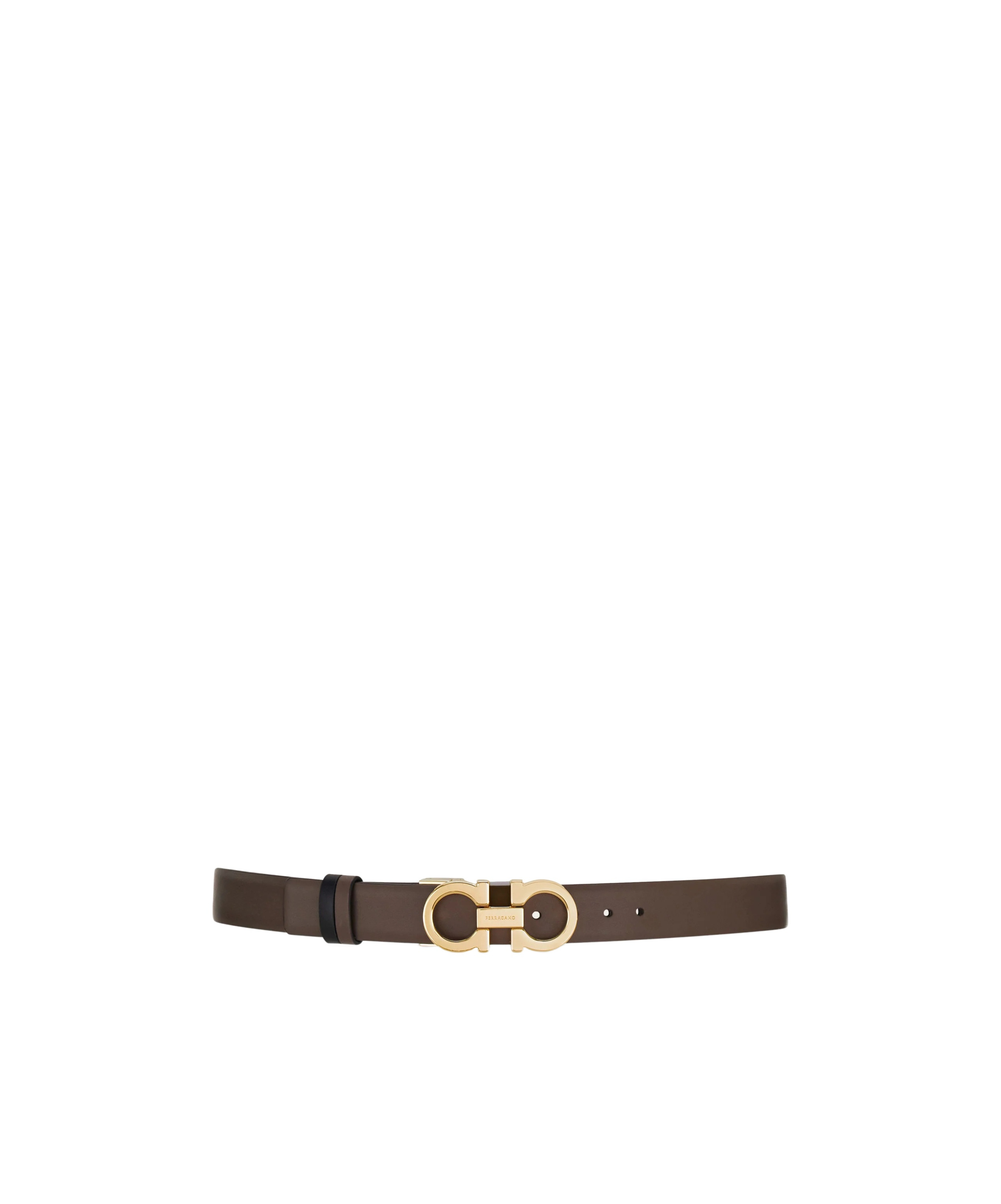 Ferragamo Reversible And Adjustable Gancini Belt In Brown