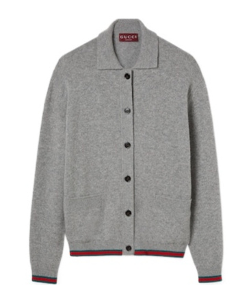 Gucci Wool And Cashmere Cardigan With Web In Multi