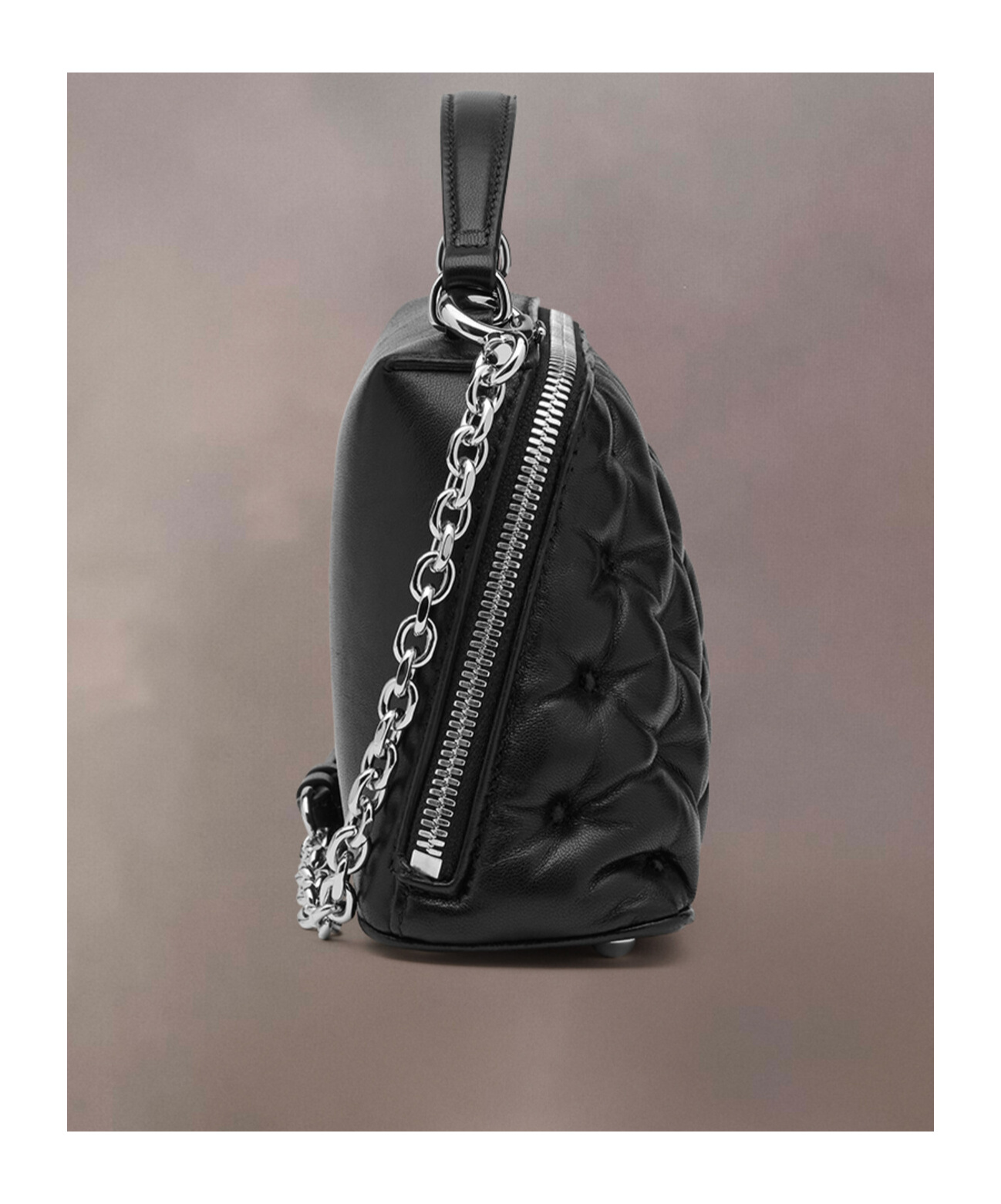 Maison Margiela Quilted Texture Shoulder Bag With Detachable Strap In Black