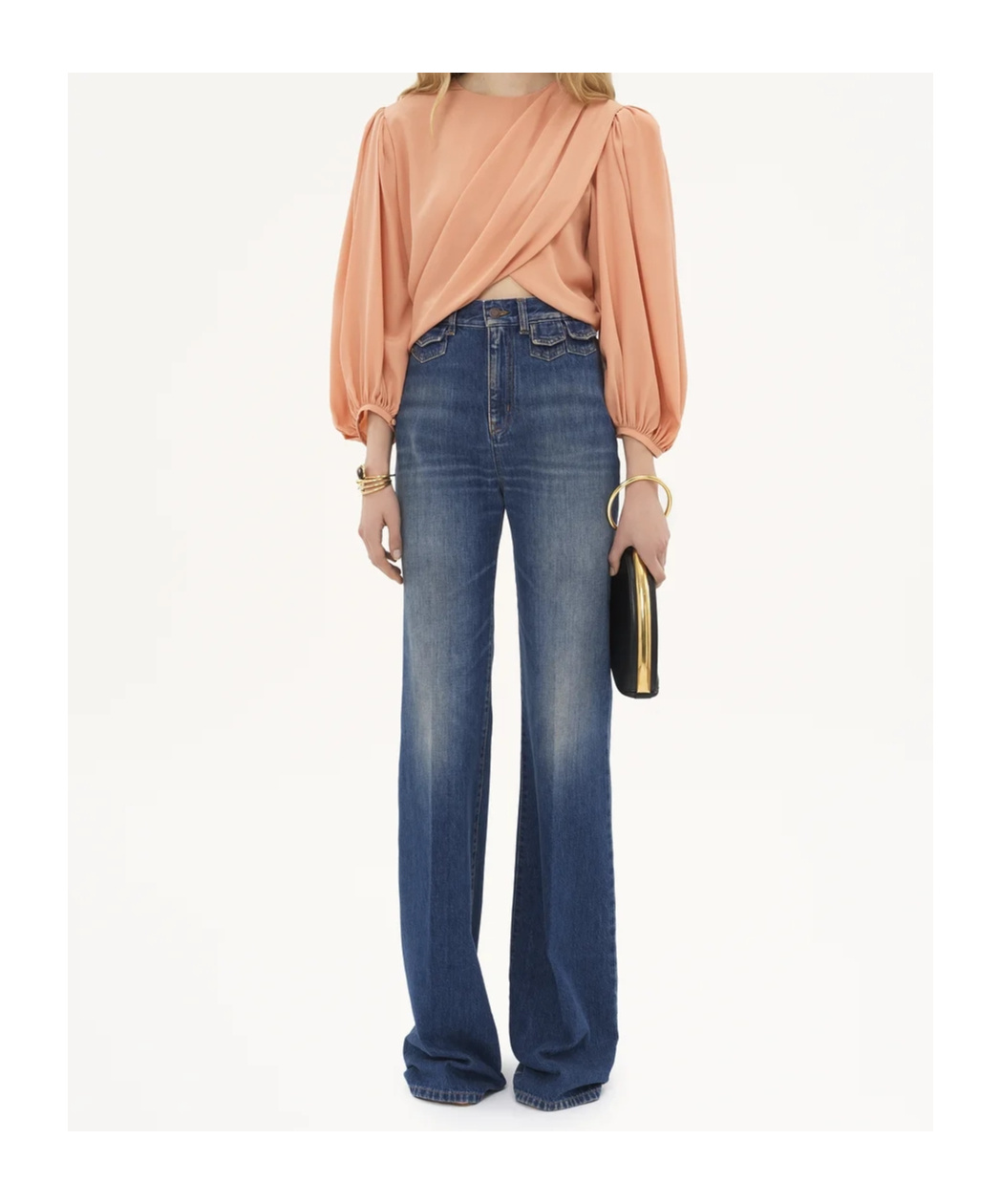 Chloé Short Draped Top In Nude