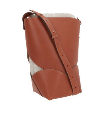 Jil Sander Logo Embossed Drawstring Bucket Bag In Brown