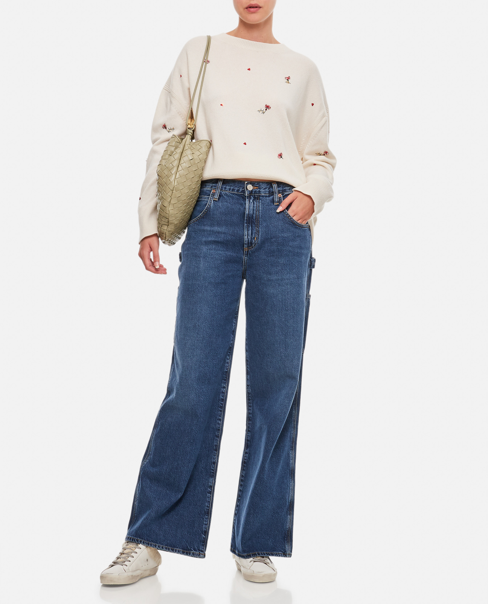 Agolde Low-detailed Wide-leg Jeans In Blue