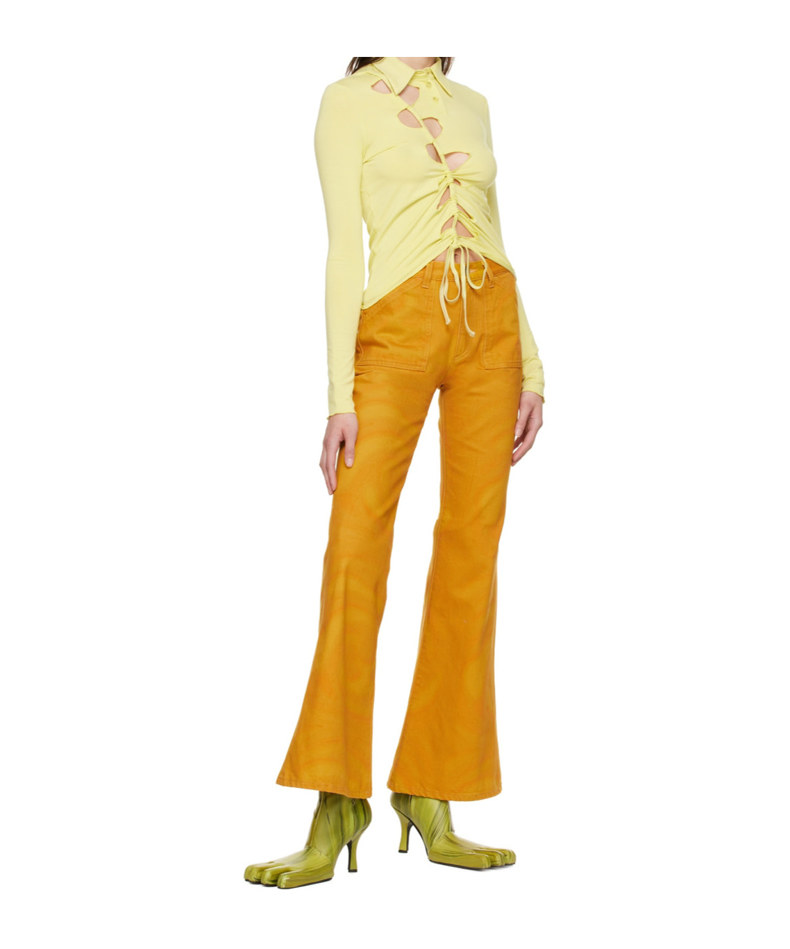 Avavav Yellow Flared Mom Jeans In Orange
