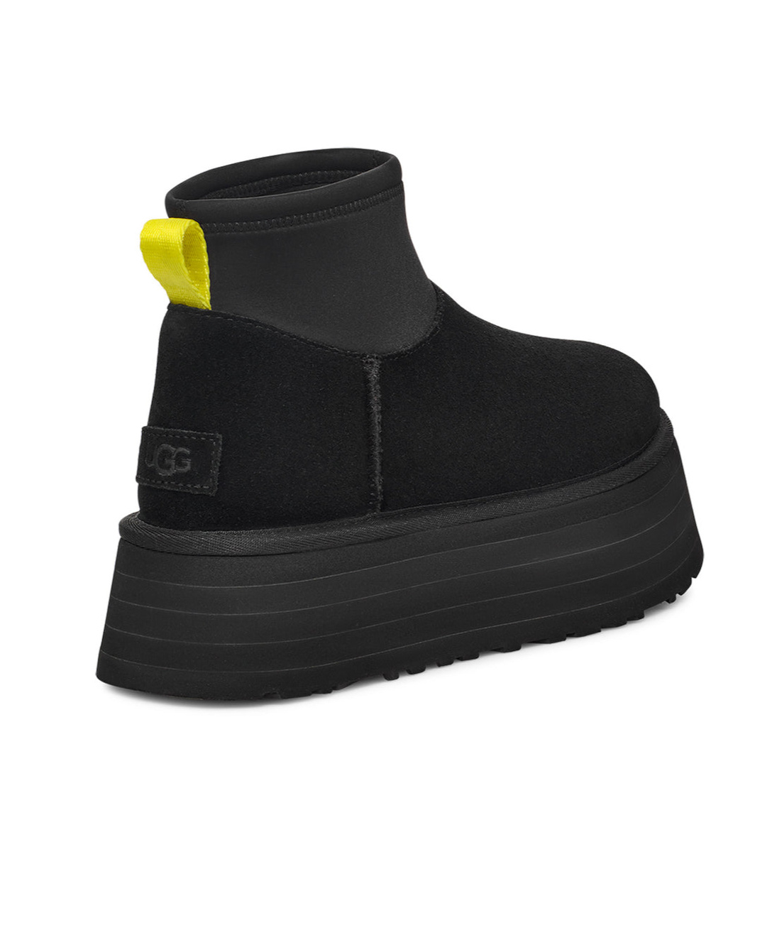 Ugg Black Classic Mini Dipper Ankle Boots With Fabric Insert In Suede Woman In Black