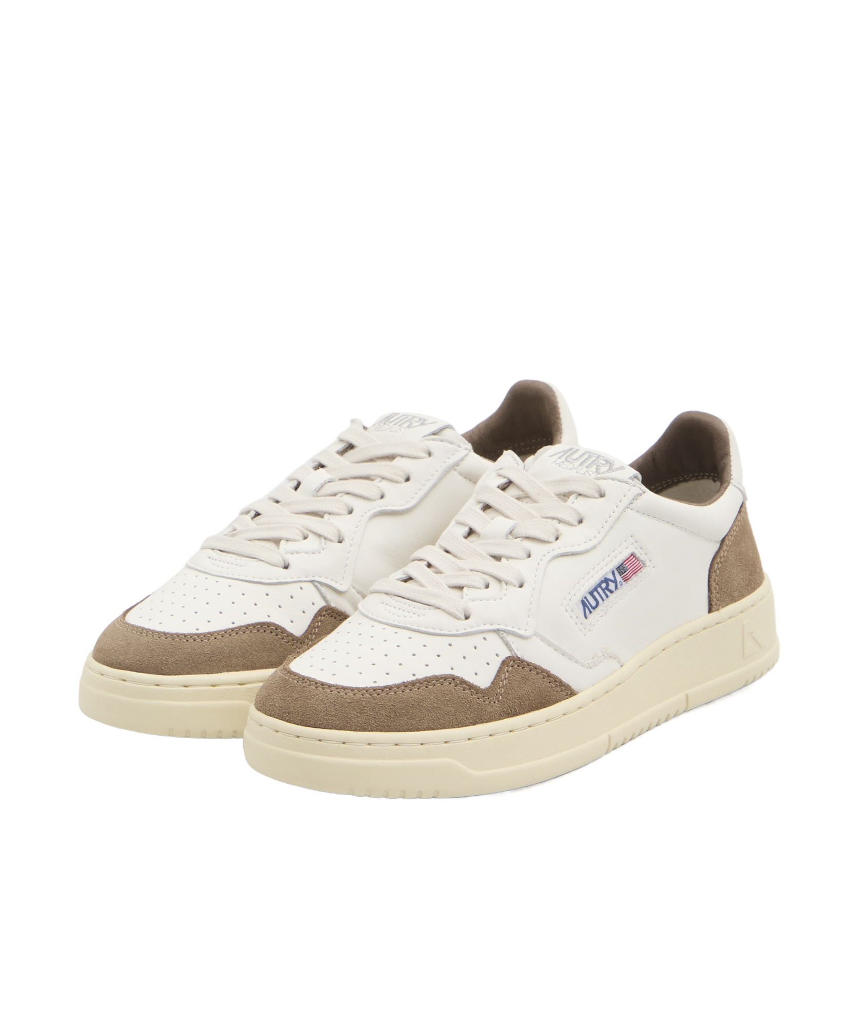 Autry Low Sneaker With Contrast Panels And Perforated Detailing In White