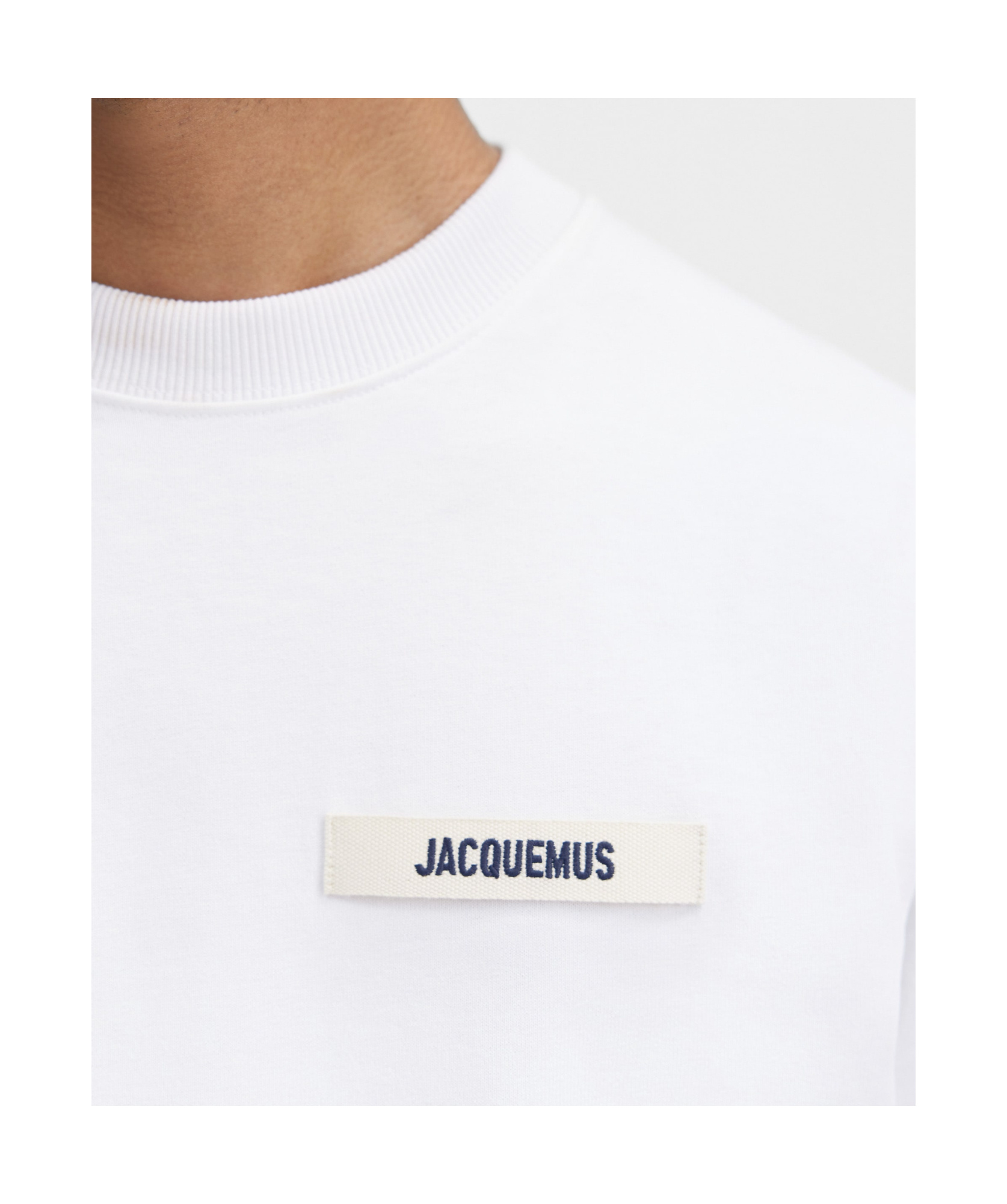 Jacquemus 'le T-shirt Gros Grain' White T-shirt With Logo Patch On The Front In White