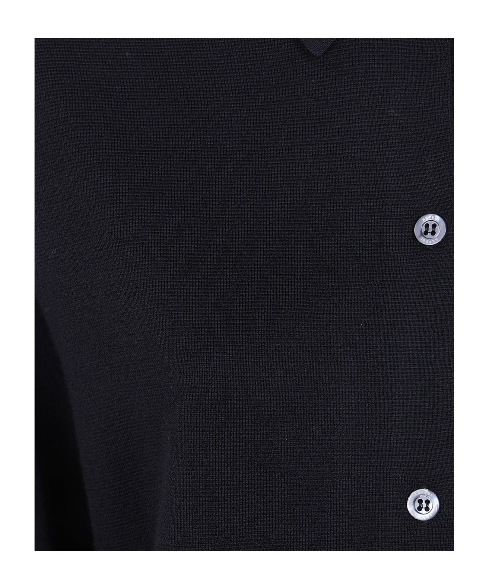 Aspesi Button-front Long-sleeve Knit Top In Black