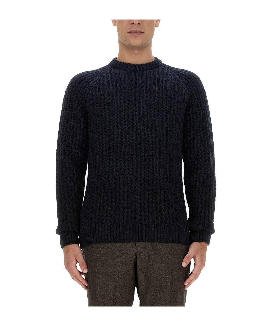 Brioni Ribbed And Braid Sweater Sweaters And Cardigans Blue In Black