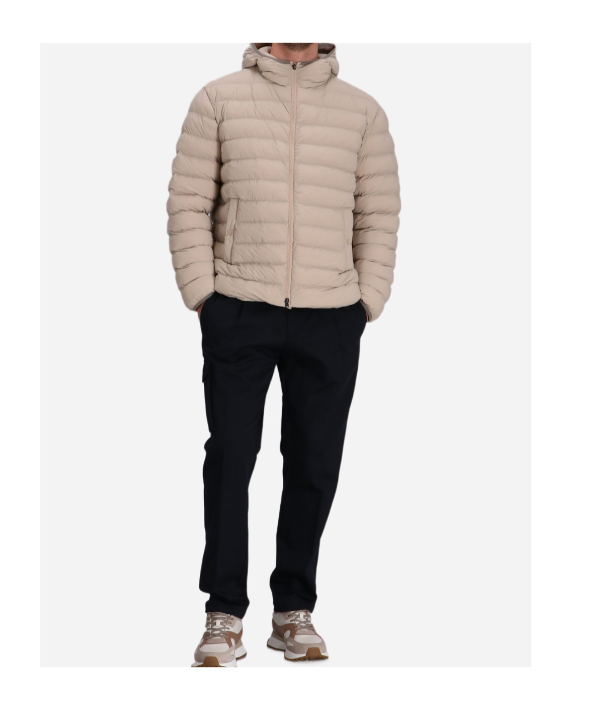 Herno Quilted Hooded Jacket In Neutral