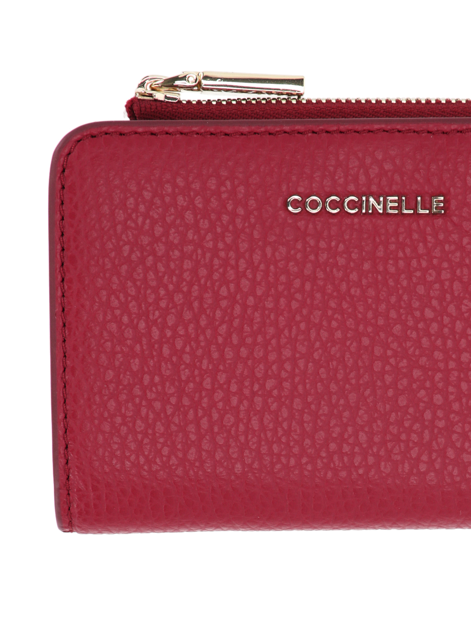 Coccinelle Small Metallic Soft Wallet In Red
