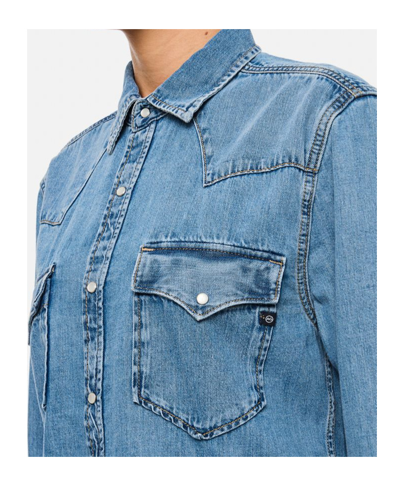 Ag Blue Shirt With Classic Collar In Blue