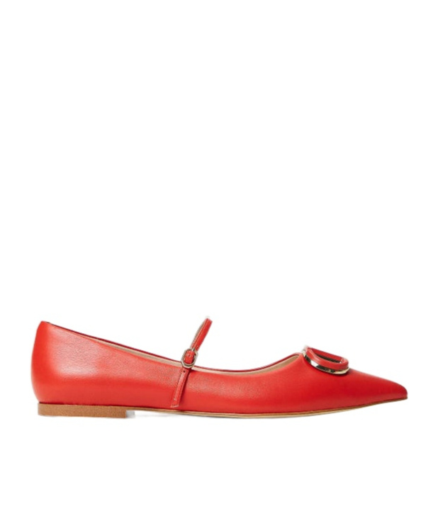 Shop Twinset Oval T Ballet Flats In Red
